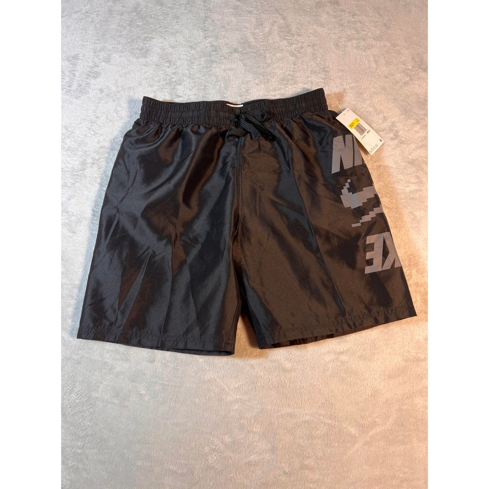 Nike Men's Stacked Logo swim‎ trunks Shorts Black Drawstring beach pool